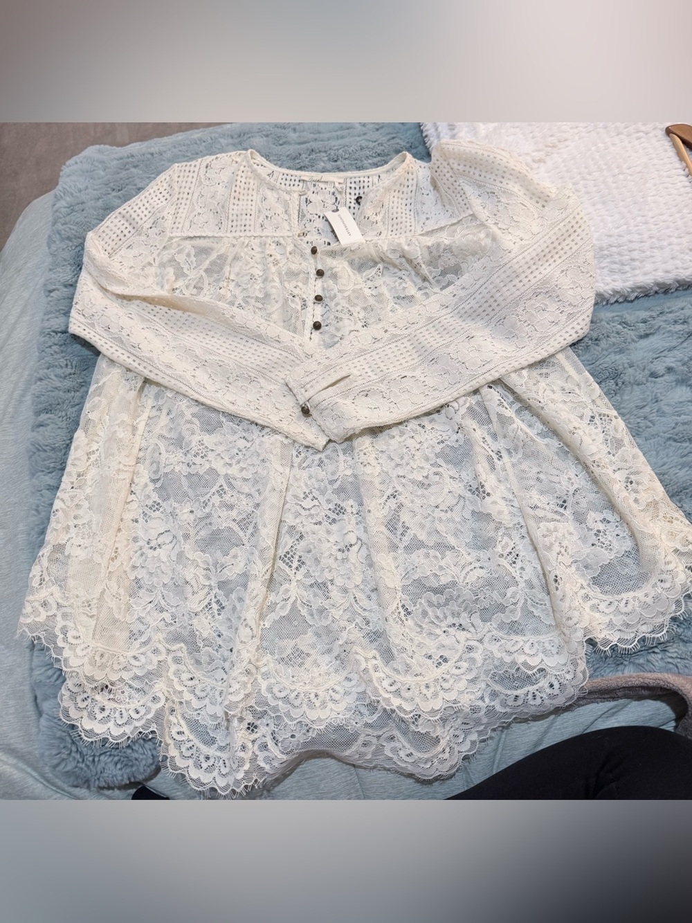 Anthropologie Floreat Women's Lace Blouse - Cream Size 6 NWT